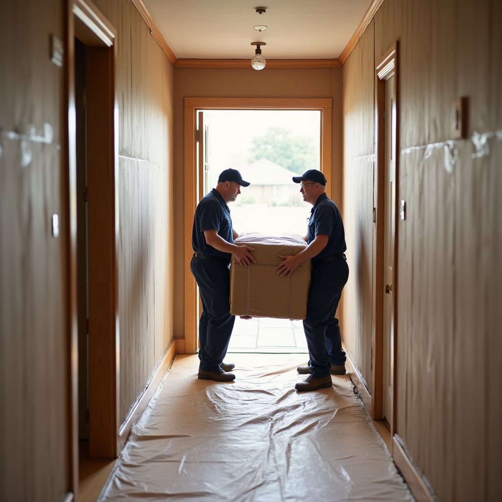 Floor protection materials laid during a move