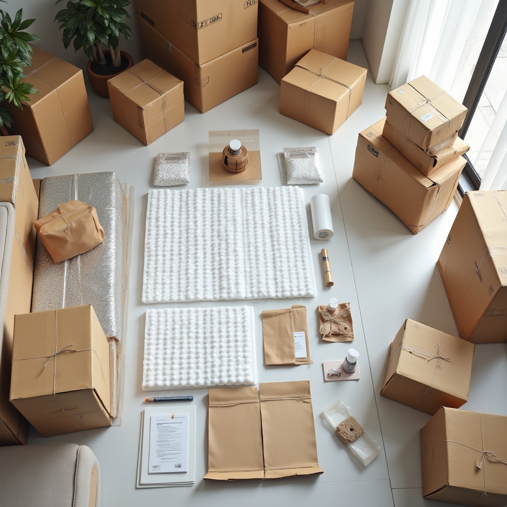 Organized professional packing materials and boxes ready for a move