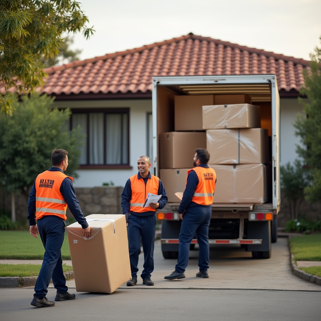 Professional moving team at a family home in Asunción